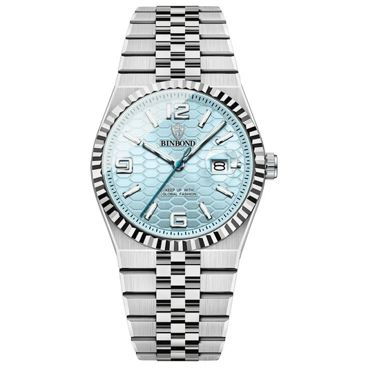 BINBOND Men's Quartz Watch Classic Style Waterproof Luminous Date Display Stainless Steel Wristwatch For Male